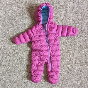 L.L. Bean Pink Hooded Puffer One-Piece Snow Suit
